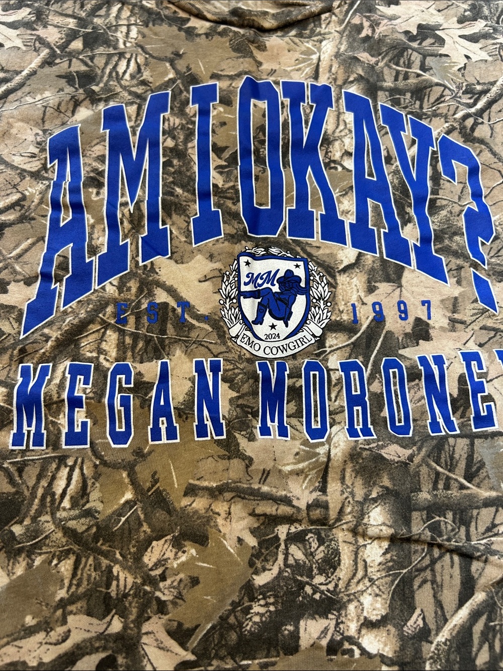 Megan Moroney official ‘am I ok Camo Tee with Blue Graphic Size XXL - Picture 6 of 6
